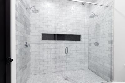 Completed Shower with Glass Enclosure